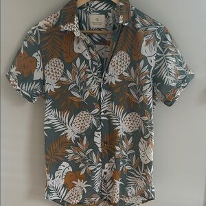 Scotch & Soda Tropical Leaf Shirt - Green, White, and Brown